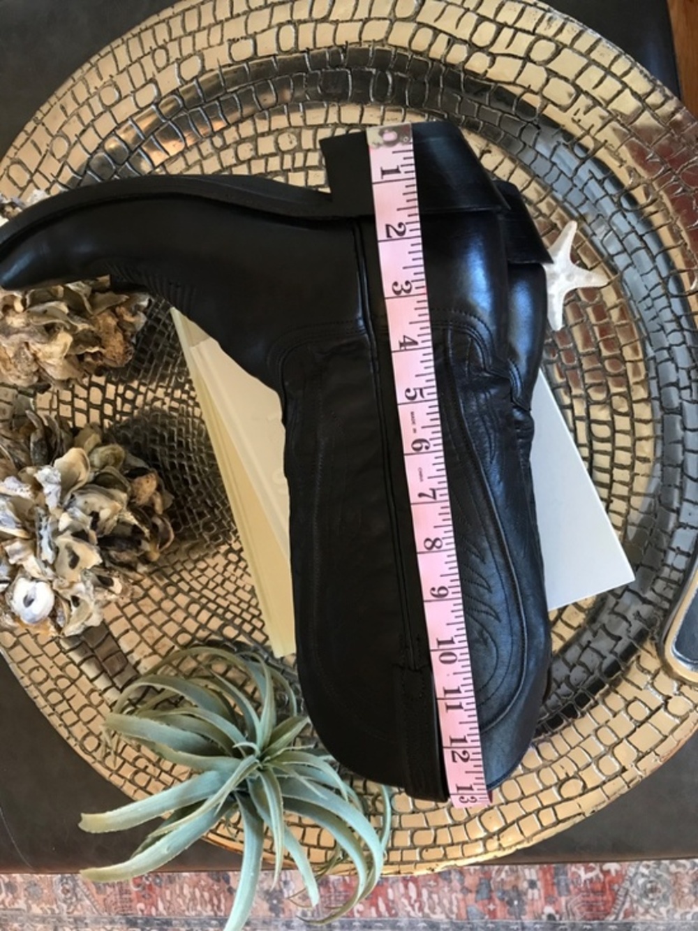 LUCCHESE MODERN COWGIRL CHIC BLACK LEATHER ELEVATED WESTERN SNIP TOE BOOTS - Picture 11 of 14